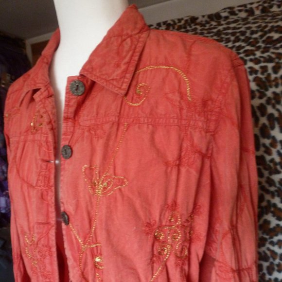 Vintage Cotton Jacket Blouse Button Down Shirts - Picture 1 of 6